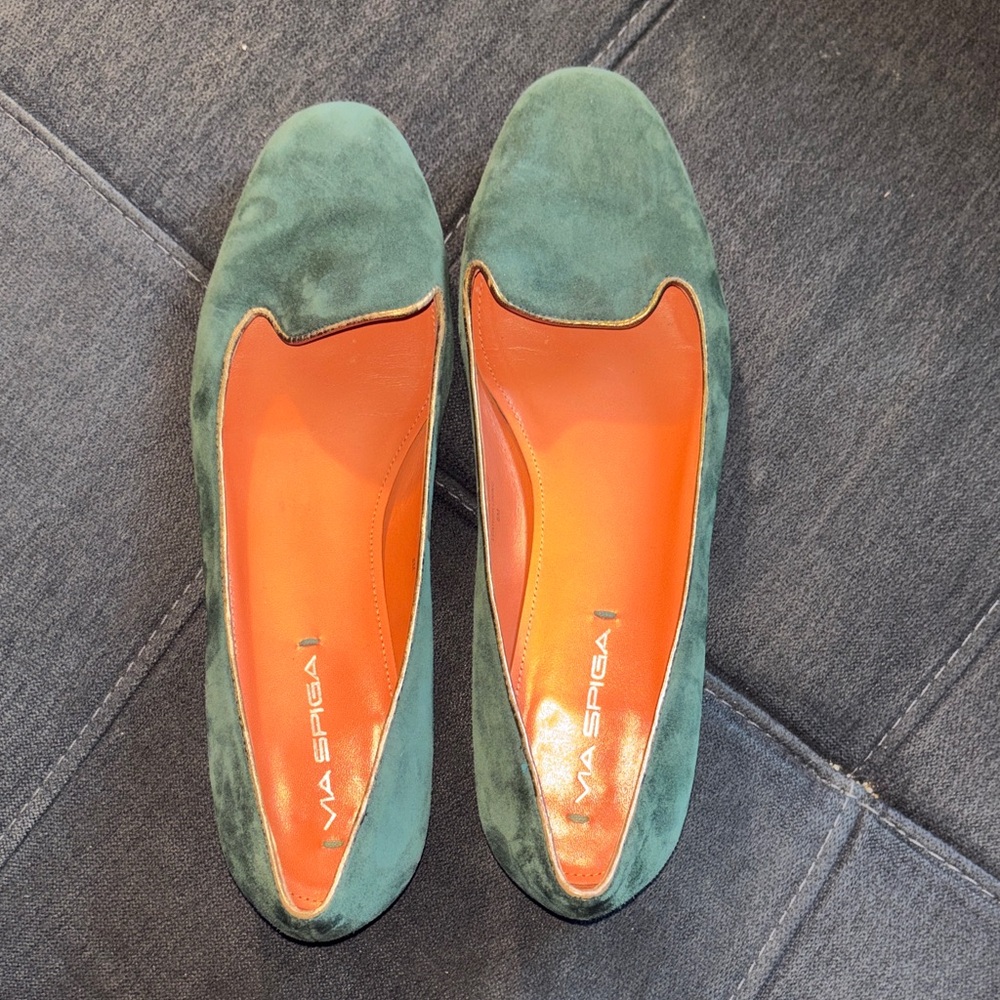 Via Spiga Green Suede Loafers - Picture 9 of 9